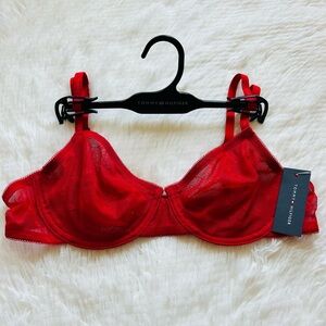 34B Women Tommy Hilfiger bra underwired balconette tango red NEW with tags, RED